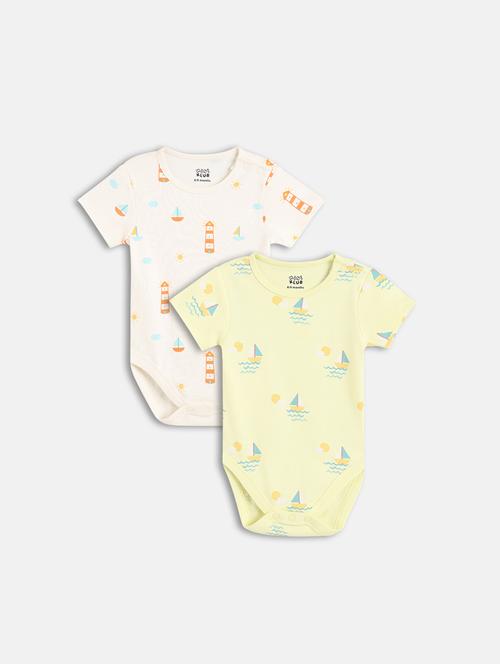 kids pack of 2 printed onesies - 21841225 - Very Small Image - 1