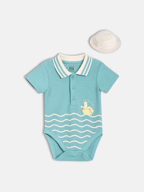 kids light blue printed short sleeve onesies - 21841232 - Very Small Image - 1