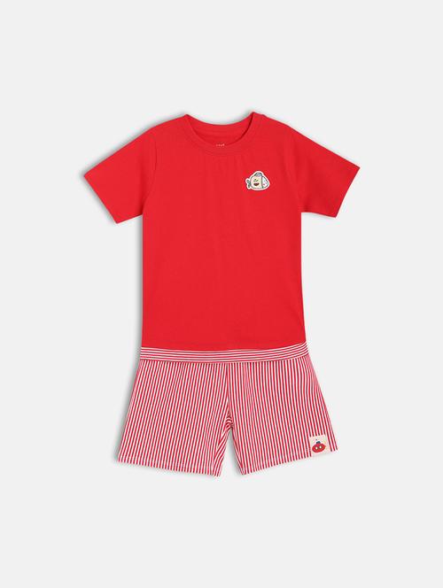 boys solid t-shirt & shorts casual wear set - 21841234 - Very Small Image - 1