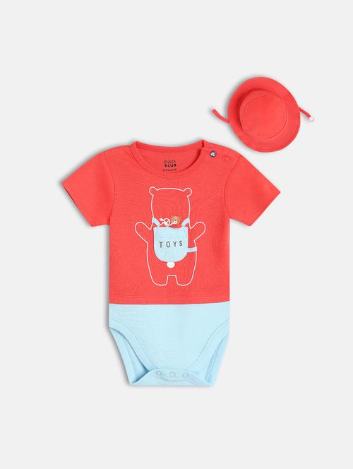 kids red printed round neck onesies - 21841239 - Very Small Image - 1