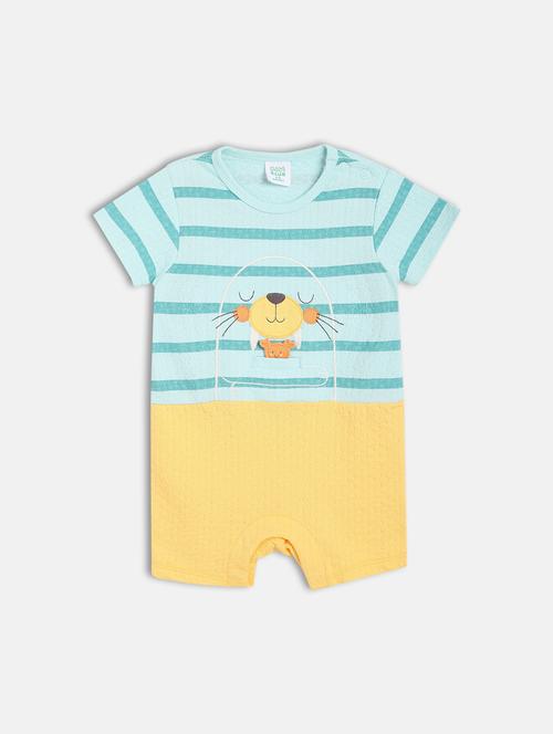 kids light blue striped round neck romper - 21841248 - Very Small Image - 1