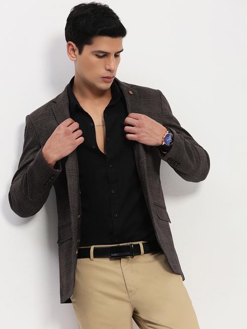 men lapel collar single breasted casual blazer - 21843177 - Very Small Image - 1