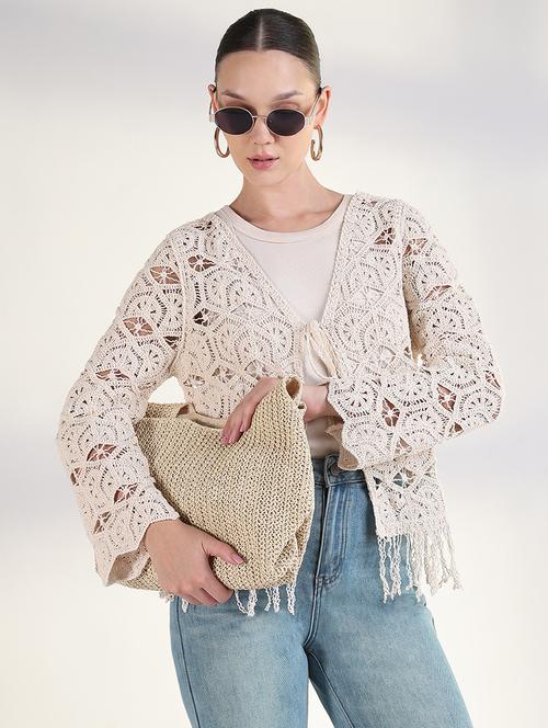 women crochet detailed fringed hem top - 21843372 - Very Small Image - 1