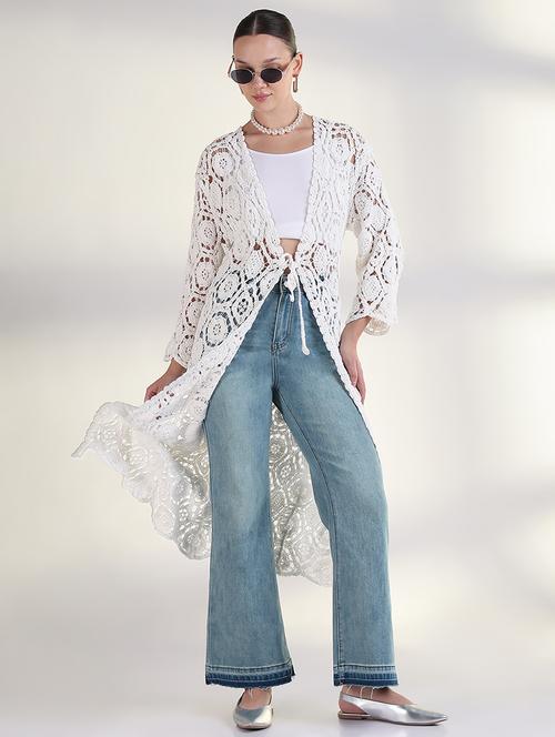women long sleeves long crochet shrug - 21843389 - Very Small Image - 1