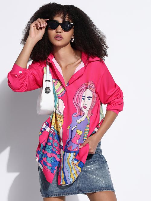 women printed collared oversized shirt - 21843470 - Very Small Image - 1