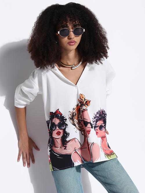 women printed collared oversized shirt - 21843479 - Very Small Image - 1