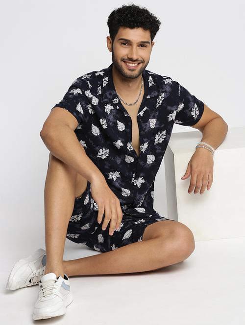 men black printed short sleeve co-ord set - 21843570 - Very Small Image - 1
