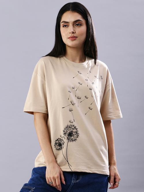 women printed drop shoulder oversized t-shirt - 21843997 - Very Small Image - 1