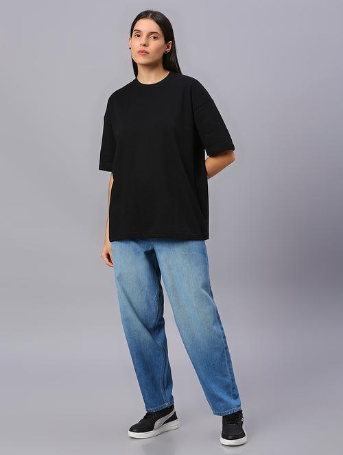 women solid drop shoulder oversized t-shirt - 21844003 - Very Small Image - 1