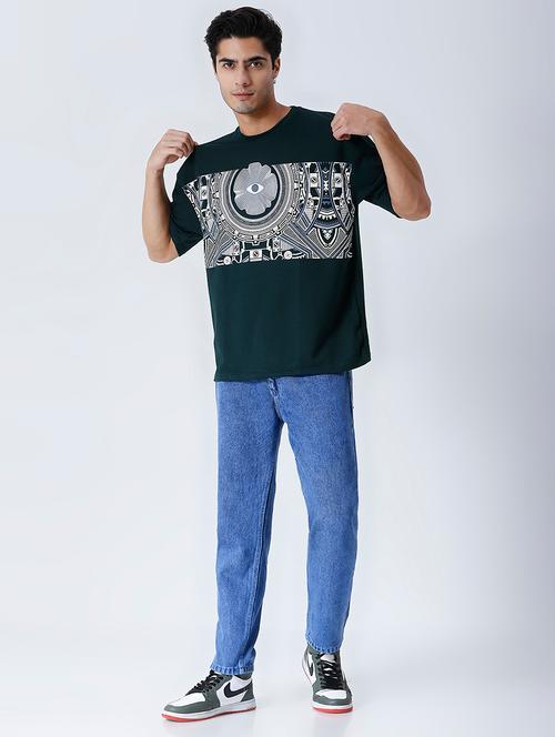 men green printed short sleeve oversized t-shirt - 21844074 - Very Small Image - 1