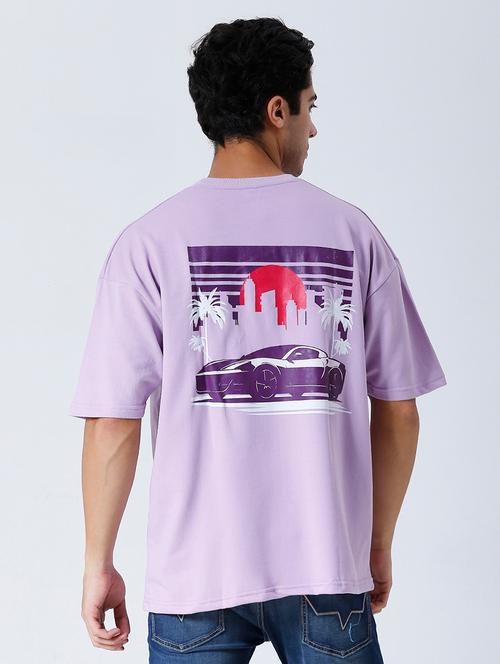 men purple printed short sleeve oversized t-shirt - 21844078 - Very Small Image - 1