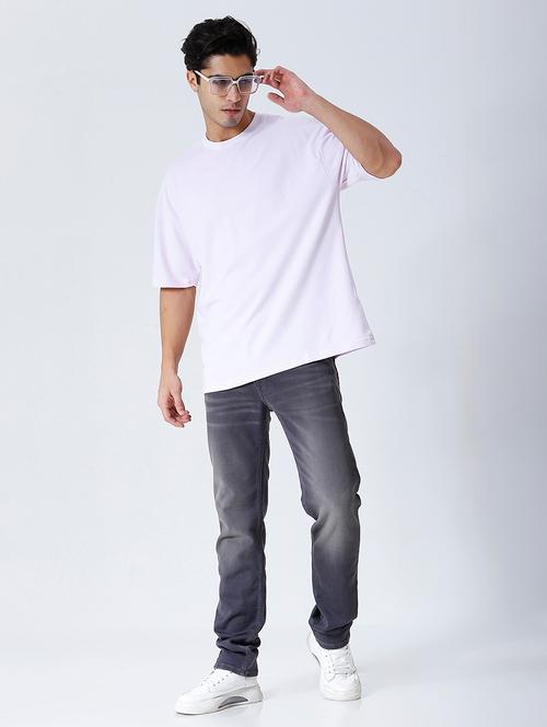men off white solid short sleeve oversized t-shirt - 21844101 - Very Small Image - 1