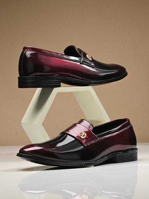 men maroon & black slip on formal shoes - 21853492 - Very Small Image - 1