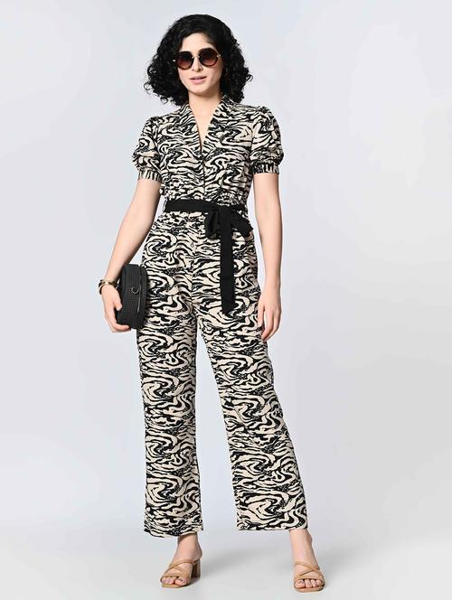 women printed puff sleeves full length jumpsuit - 21853781 - Very Small Image - 1