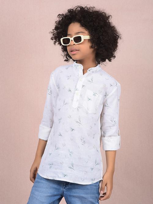 boys printed mandarin neck kurta - 21854536 - Very Small Image - 1