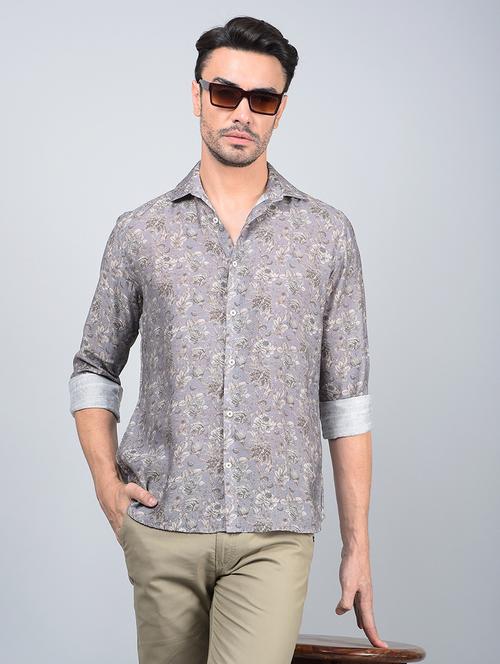 men floral long sleeve slim fit casual shirt - 21854640 - Very Small Image - 1