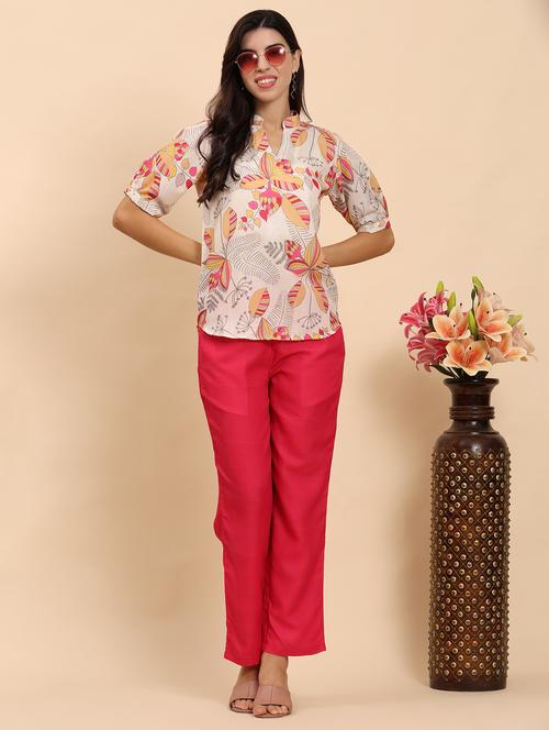 women printed top and trouser co-ord set - 21863895 - Very Small Image - 1