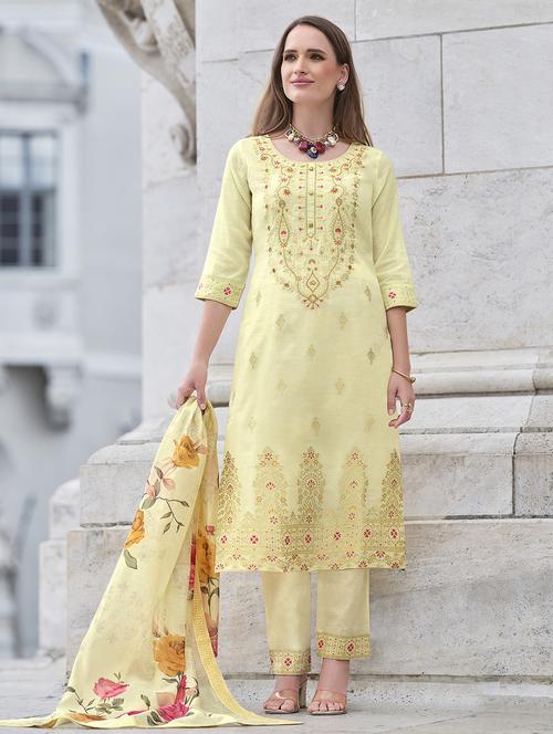 women three quarter sleeve kurta pant with dupatta set - 21865779 - Very Small Image - 1