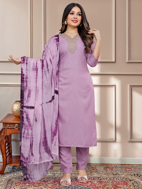 women three quarter sleeve kurta pant with dupatta set - 21866093 - Very Small Image - 1
