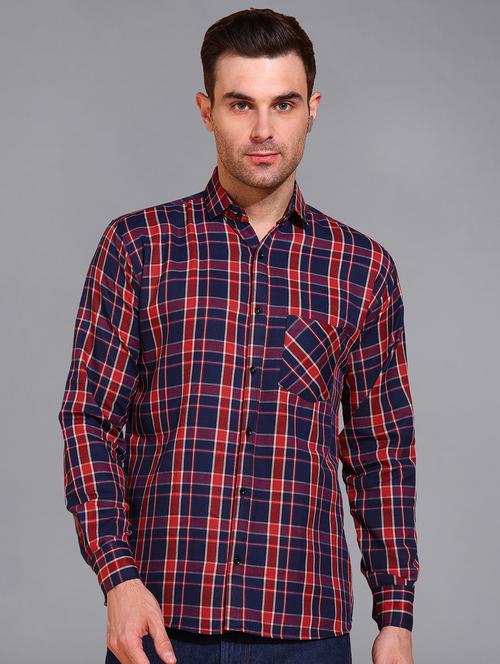 men checked long sleeve regular fit casual shirt - 21866528 - Very Small Image - 1
