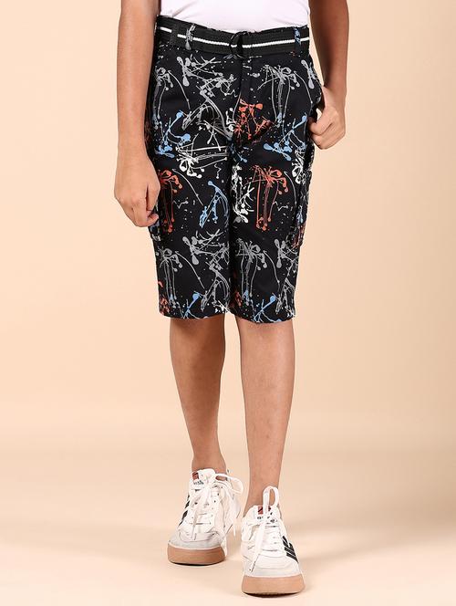 boys black printed mid rise three-fourth shorts - 21874286 - Very Small Image - 1