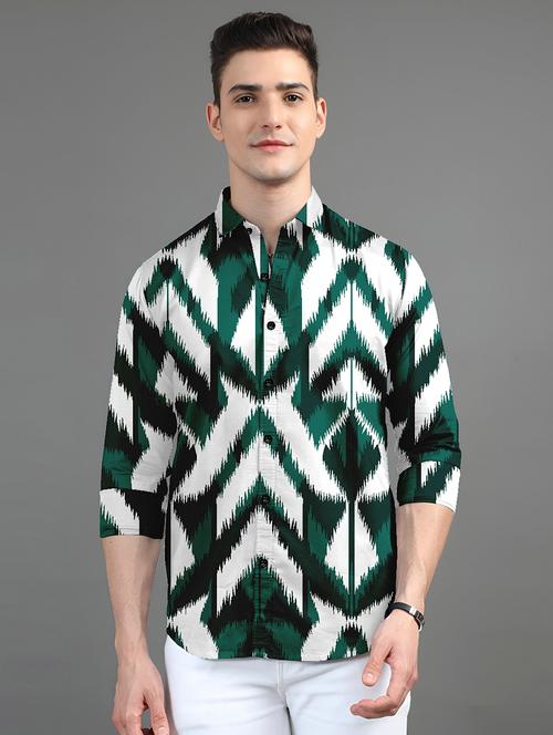 men printed collared long sleeves casual shirt - 21874522 - Very Small Image - 1