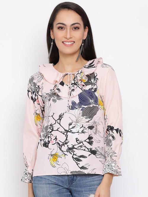 women printed tie up neck regular top - 21880866 - Very Small Image - 1