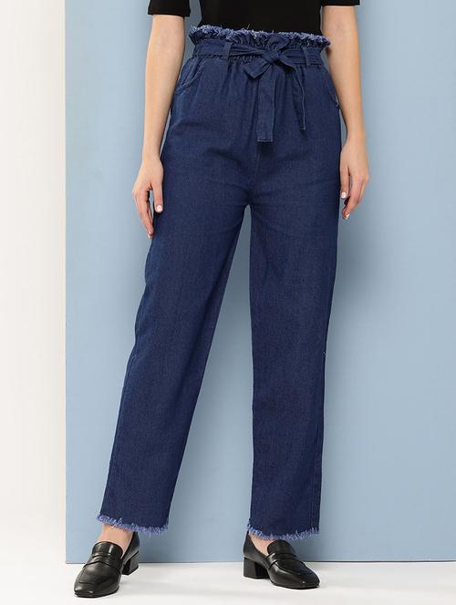 women solid high rise straight fit jean - 21881013 - Very Small Image - 1