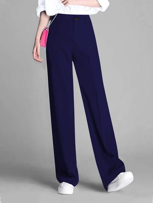 women solid high rise straight trouser - 21881589 - Very Small Image - 1