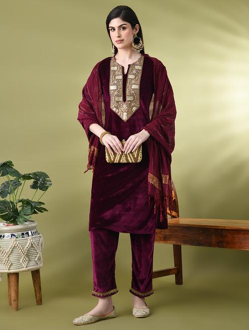 women lace detailed kurta pant with dupatta - 21899136 - Very Small Image - 1