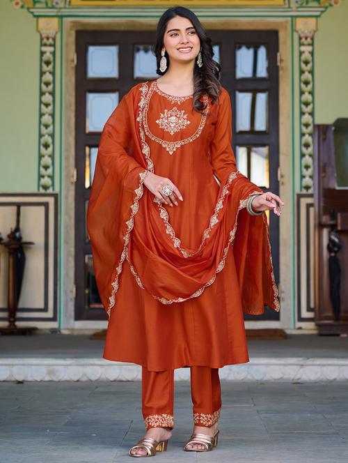 women three quarter sleeve kurta pant with dupatta set - 21899214 - Very Small Image - 1