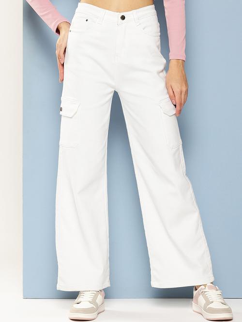 girls solid high rise denim cargo - 21901034 - Very Small Image - 1