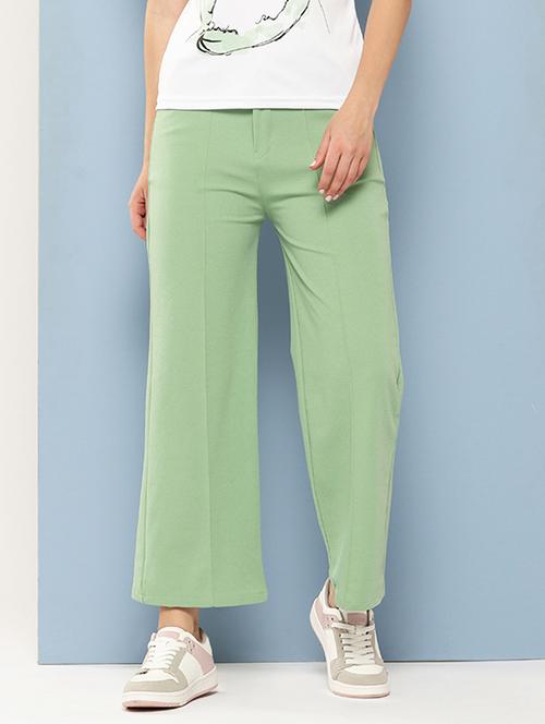 women solid mid rise straight utrouser - 21901230 - Very Small Image - 1