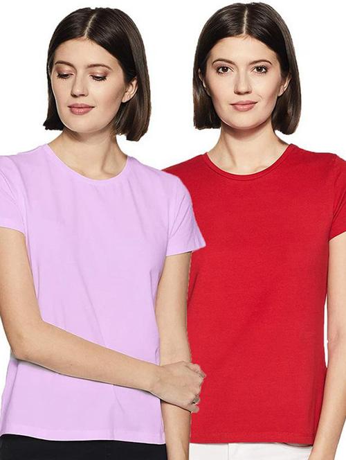 women pack of 2 solid short sleeve t-shirt - 21903218 - Very Small Image - 1