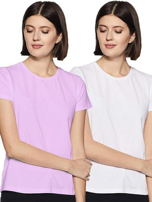 women pack of 2 solid short sleeve t-shirt - 21903219 - Very Small Image - 1