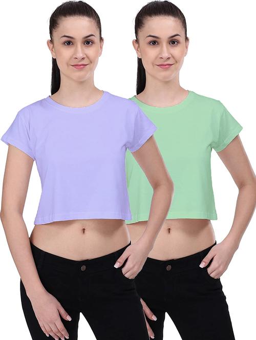 women pack of 2 solid round neck t-shirt - 21903618 - Very Small Image - 1