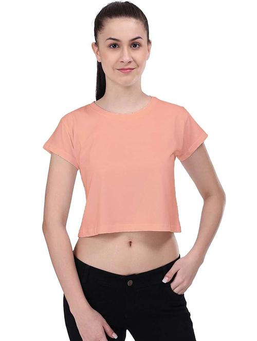 women solid short sleeve crop t-shirt - 21903647 - Very Small Image - 1