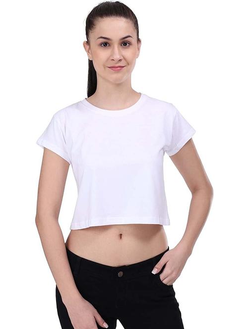 women solid short sleeve crop t-shirt - 21903651 - Very Small Image - 1