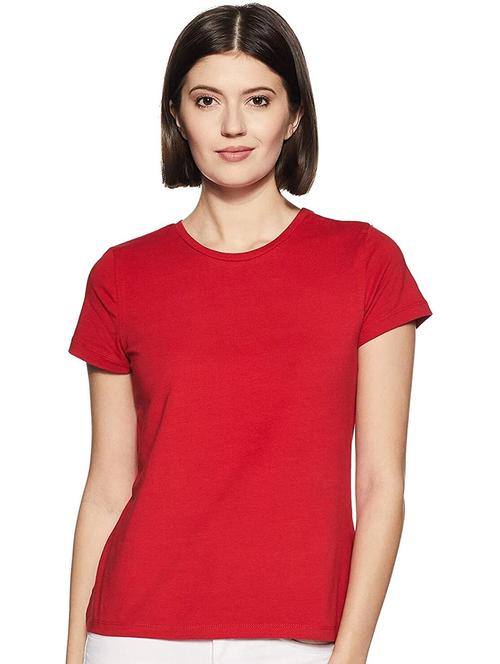 women solid round neck casual wear t-shirt - 21903799 - Very Small Image - 1