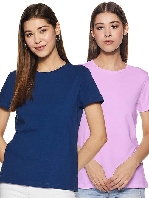 women pack of 2 solid round neck t-shirt - 21903947 - Very Small Image - 1