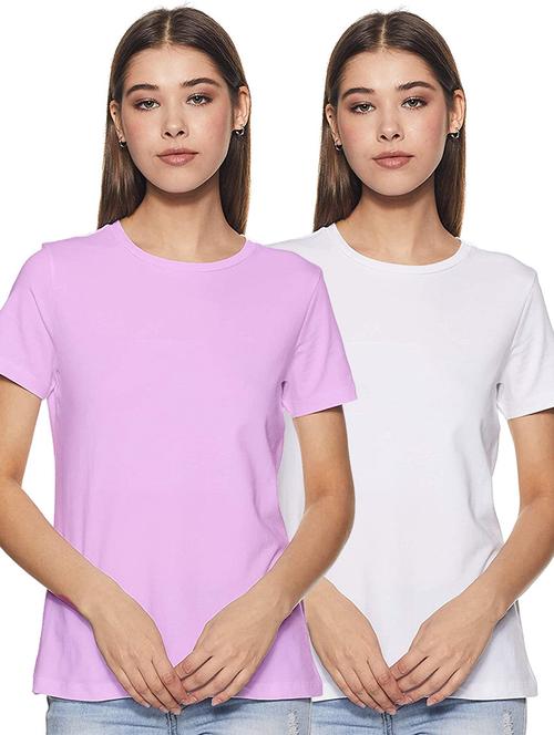 women pack of 2 solid round neck t-shirt - 21903957 - Very Small Image - 1