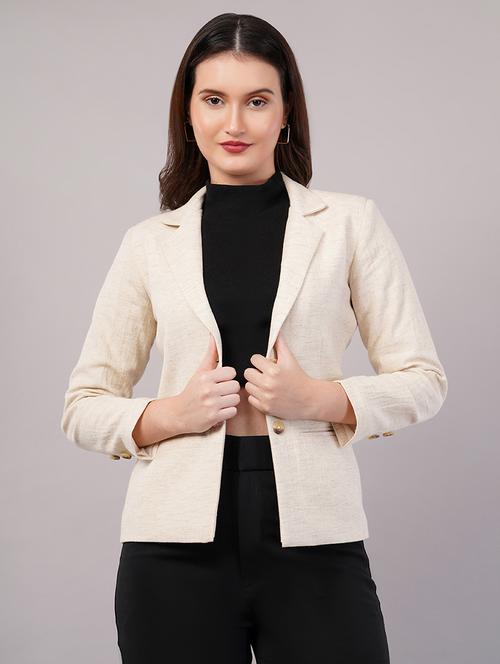 women solid long sleeves single breasted blazer - 21905163 - Very Small Image - 1