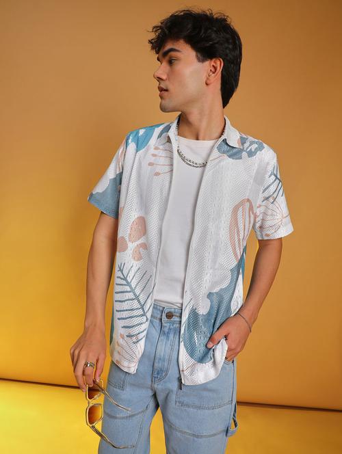men printed short sleeve regular fit casual shirt - 21906566 - Very Small Image - 1