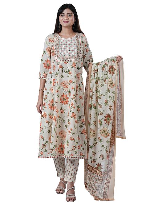 women three quarter sleeve kurta pant with dupatta set - 21909087 - Very Small Image - 1