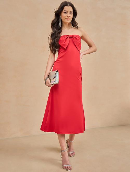 women red solid tube bodycon dress - 21909189 - Very Small Image - 1
