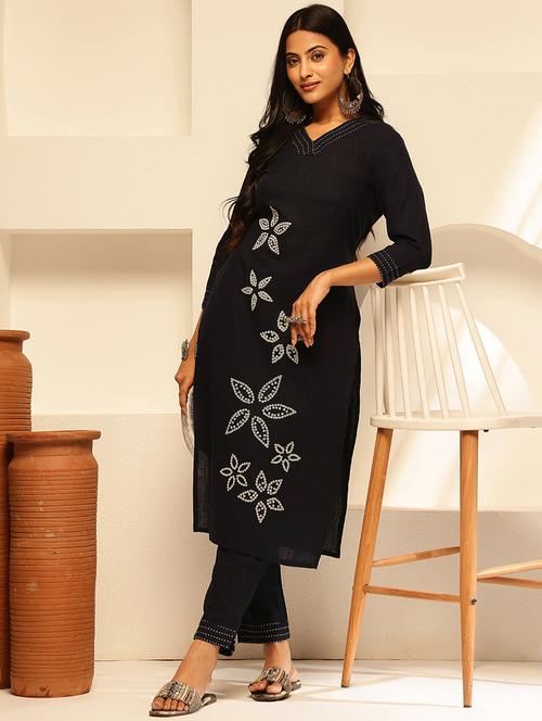 women three quarter sleeve kurta pant set - 21909944 - Very Small Image - 1