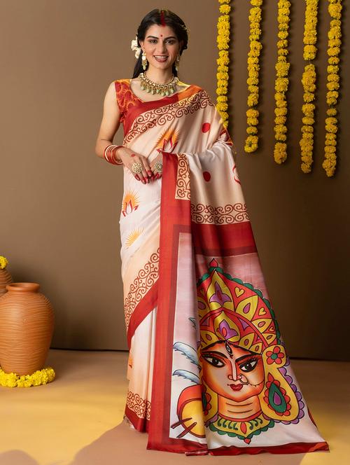 women printed casual wear saree with blouse - 21911818 - Very Small Image - 1