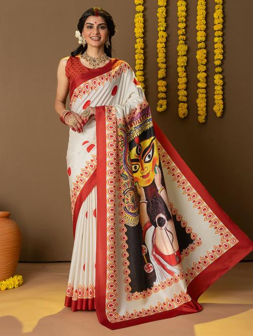 women printed casual wear saree with blouse - 21911820 - Very Small Image - 1