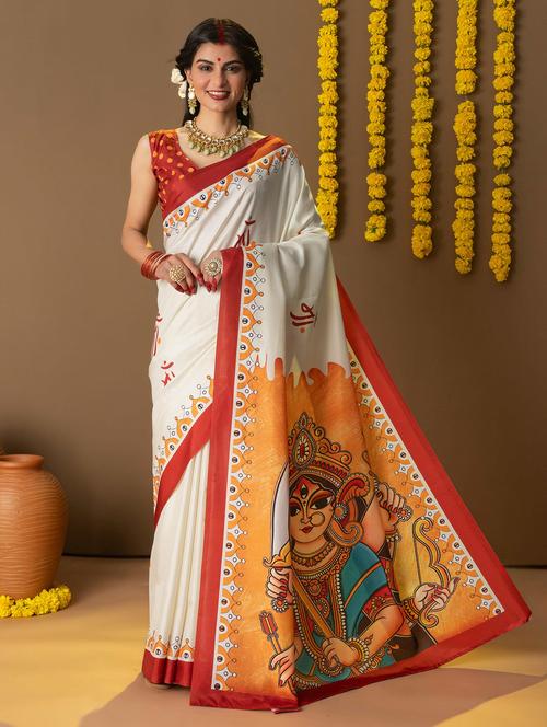 women printed casual wear saree with blouse - 21911825 - Very Small Image - 1