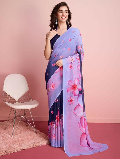 women printed casual wear saree with blouse - 21911834 - Very Small Image - 1